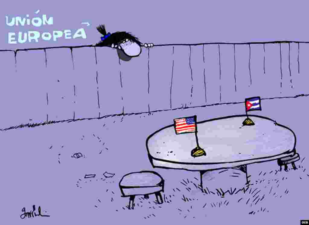 Garrincha cartoon about European Union's take on EEUU-Cuba diplomacy