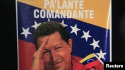 A poster of Venezuela's President Hugo Chavez