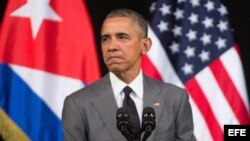 El presidente Barack Obama durante el discurso que dirigió a los cubanos.