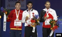 Yasmani Copello Escobar, medalla de oro en 400 metros en el Campeonato Atlético Europeo en Holanda.