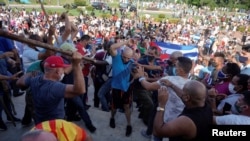 Manifestaciones en La Habana el 11 de julio de 2021. (Reuters / Alexandre Meneghini).