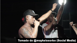De Izq. a der. los raperos cubanos Maykel Osorbo y El Funky. Foto Archivo