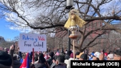 Manifestación "Acciones, no palabras" en el Parque Lafayette, frente a la Casa Blanca, Washington, DC, 28 de enero del 2025.