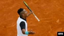 Kyrgios celebra su victoria ante Federer.