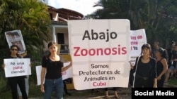 Protesta frente a las instalaciones de Zoonosis en La Habana. (Foto Facebook: Cuba contra el Maltrato Animal)