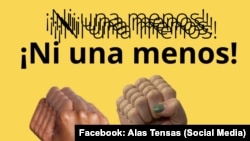 Cartel de la organización feminista Alas Tensas que exige el cese de los feminicidios.