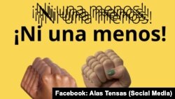 Cartel de la organización feminista Alas Tensas que exige el cese de los feminicidios.