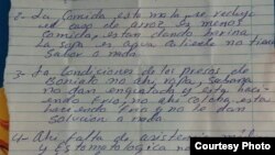 Carta de Jorge Luis García García desde la cárcel de Boniato.