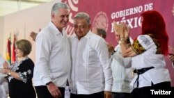 El gobernante cubano Miguel Díaz-Canel junto al presidente de México Andrés Manuel López Obrador. (Foto: Twitter/@CubaMINREX)