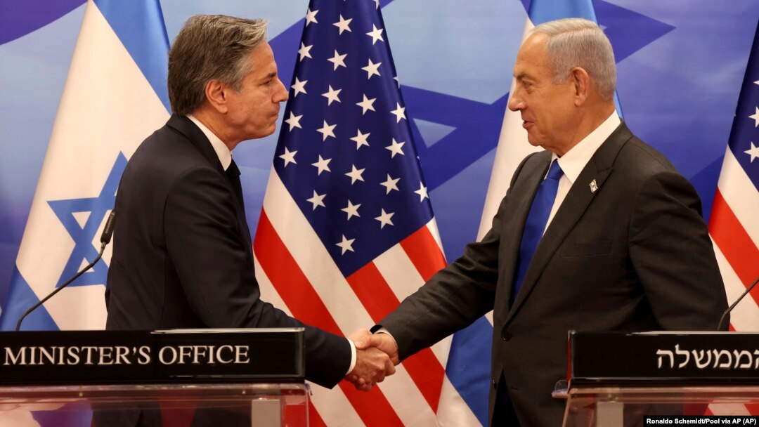 Secretario de Estado de EEUU Antony Blinken y el primer Ministro de Israel, Benjamín Netanyahu durante conferencia de presnsa en Jerusalén