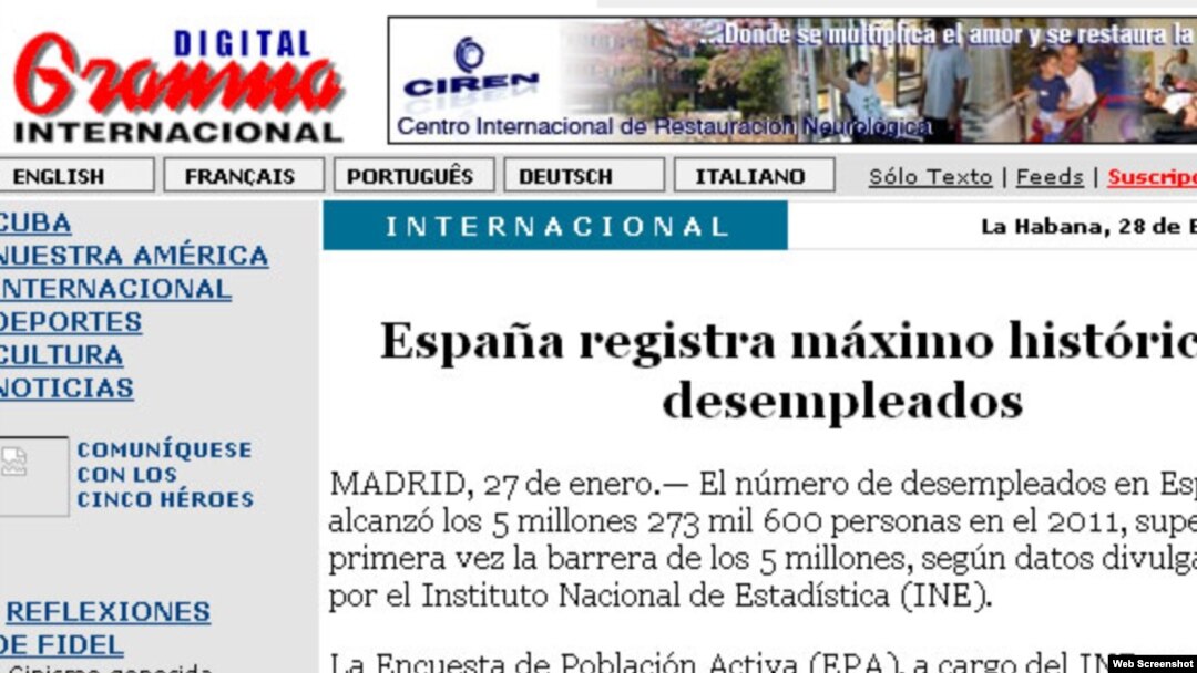 La noticias de España en la prensa cubana