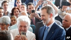 El rey de España reunido en La Habana con empresarios españoles. Ernesto Mastrascusa / Pool photo via AP