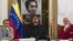 El presidente venezolano, Nicolás Maduro (c), junto con el vicepresidente Jorge Arreaza (i) y el vicepresidente económico y presidente de PDVSA, Rafael Ramírez (d), encabeza una reunión de la conferencia de paz con miembros de organizaciones sindicales y 