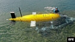 Foto de archivo de un vehículo submarino no tripulado (AUV).