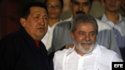 Luiz Inácio Lula da Silva con Hugo Chávez. Archivo.