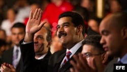 El presidente de Venezuela, Nicolás Maduro en Caracas (Venezuela), con motivo del lanzamiento de la Misión Mercosur con la participación de su gabinete económico, empresarios e inversionistas. 