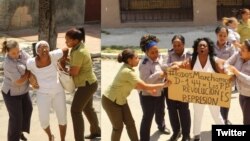 Cada domingo la policía política detiene a Berta Soler y otras Damas de Blanco por protestar pacíficamente y exigir libertad para los presos políticos.