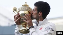 El tenista serbio Novak Djokovic (Wimbledon 2014). 