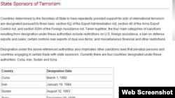 Cuba ha sido designada Estado Patrocinador derl Terrorismo cada año desde 1982.