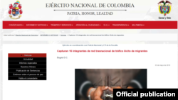 La noticia en el sitio oficial del Ejército Nacional de Colombia.