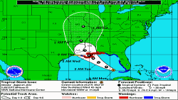 Isaac en el parte de las 5 am el lunes 27 de agosto