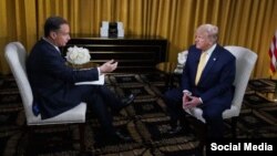 El presidente Trump concedió una entrevista a José Díaz Balart. Tomado de la cuenta oficial en Twitter @TelemundoNews 