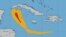 Imagen de vientos del huracán Ian. Naranja es tormenta tropical. La franja roja es huracán.