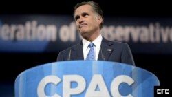 El ex candidato presidencial estadounidense republicano Mitt Romney participa en la cuadragésima Conferencia de Acción Política Conservadora (CPAC), celebrada en National Harbor, Maryland, Estados Unidos. 