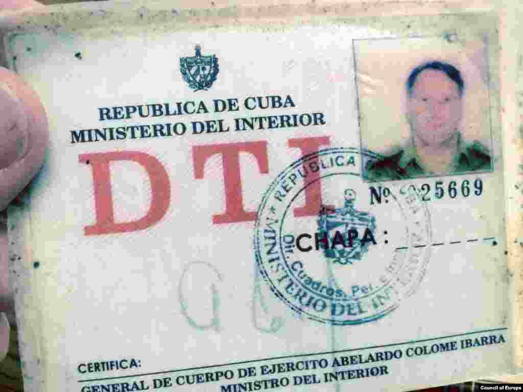 Documento del exmilitar cubano Ortelio Abrahantes Bacallao.