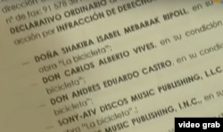 Detalle de la demanda de plagio del cubano Livam contra "La bicicleta" de Carlos Vives y Shakira.