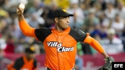 El lanzador de Villa Clara, Yosvany Pérez.