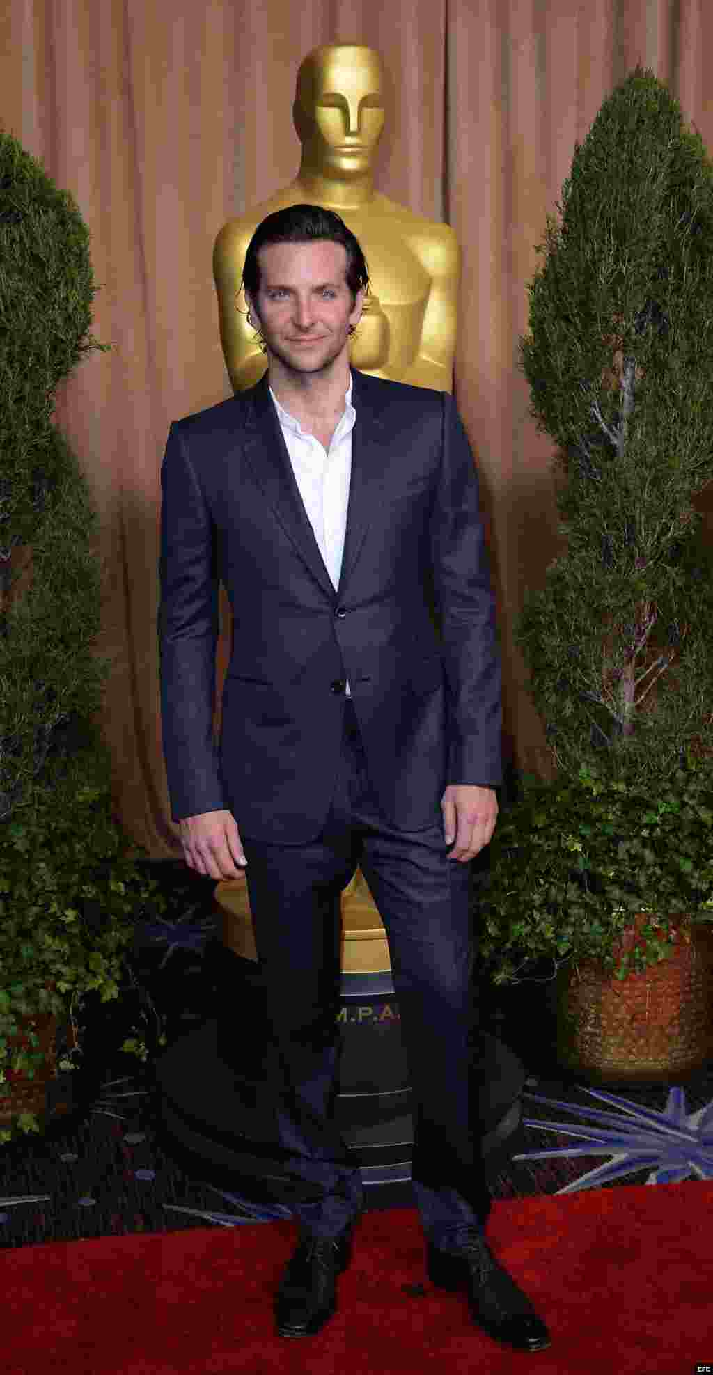 El actor Bradley Cooper. Nominado al Oscar a Mejor Actor por El lado bueno de las cosas. 