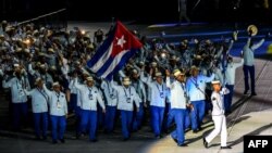La delegación cubana en la inauguración de los juegos de Barranquilla.