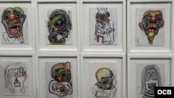 Obras del prisionero de conciencia cubano Luis Manuel Otero Alcántara, en la exhibición de arte "Alcántara", en la ciudad de Miami.