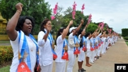 Archivo: Berta Soler líder del grupo Damas de Blanco, participa en la tradicional marcha por la 5ta avenida.