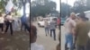 Manifestación religiosa y momento en que el pastor evangélico Alian López Rodríguez es detenido en Cabaiguán, Sancti Spíritus. 