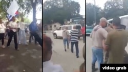 Manifestación religiosa y momento en que el pastor evangélico Alian López Rodríguez es detenido en Cabaiguán, Sancti Spíritus. 