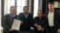 (I-D) Zoe Valdés, Claudio Romero, José R. Rodríguez y Claudio Cingolani en el Cabildo de Argentina