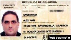 Pasaporte colombiano de Alex Nain Saab Morán. 