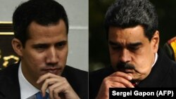 El presidente interino de Venezuela, Juan Guaidó, y el presidente en disputa, Nicolás Maduro. 
