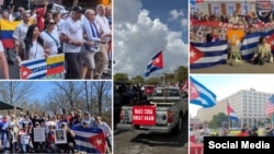 Manifestaciones de cubanos en varias ciudades del mundo para exigir la libertad de la isla. 