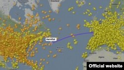 La trayectoria de la nave, seguida por FlightAware.