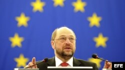 El presidente del Parlamento Europeo, Martin Schulz, da un discurso durante el pleno del Parlamento Europeo en Estrasburgo (Francia) . 