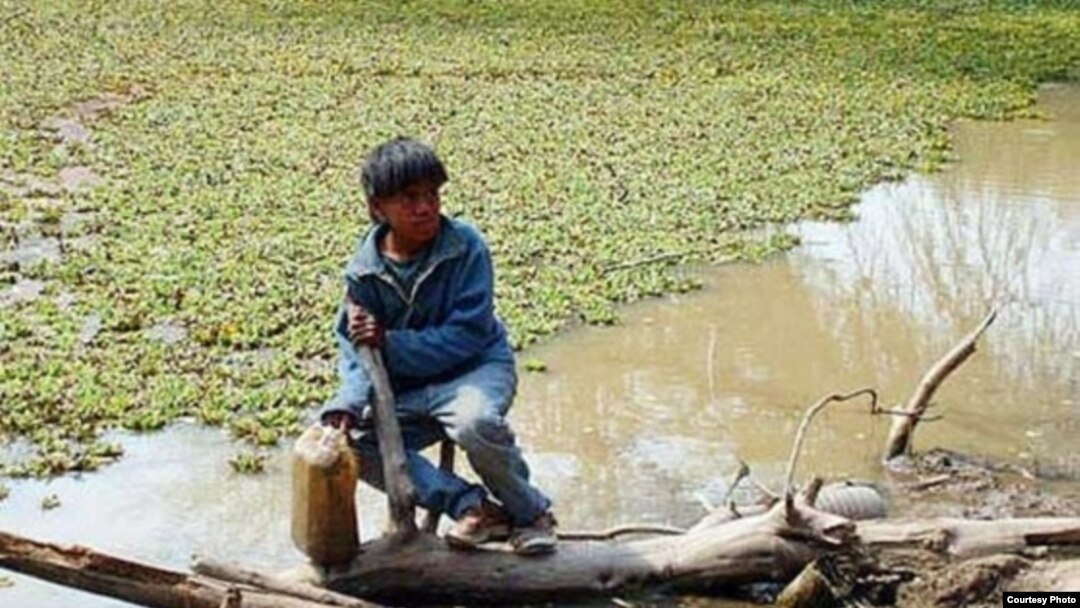 En Miraflores, en el centro del Impenetrable caminan 15 minutos hasta un charco del que extraen el agua para cocinar y lavar.