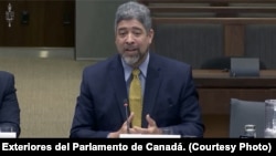 John Suárez, director ejecutivo del Center for a Free Cuba comparece ante el Comité de Asuntos Exteriores del Parlamento de Canadá.
