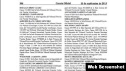Lista de los presos indultados en Cuba. 