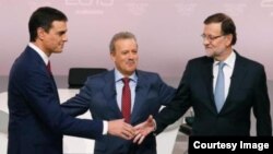 Pedro Sánchez, candidato por el PSOE, y Mariano Rajoy, por el PP, en debate televisivo.