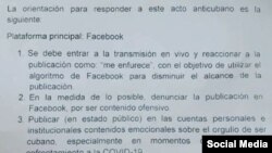 Aunque el documento ha sido compartido a modo de denuncia por numerosos usuarios de las redes sociales, Radio Televisión Martí no ha podido verificar independientemente su autenticidad.