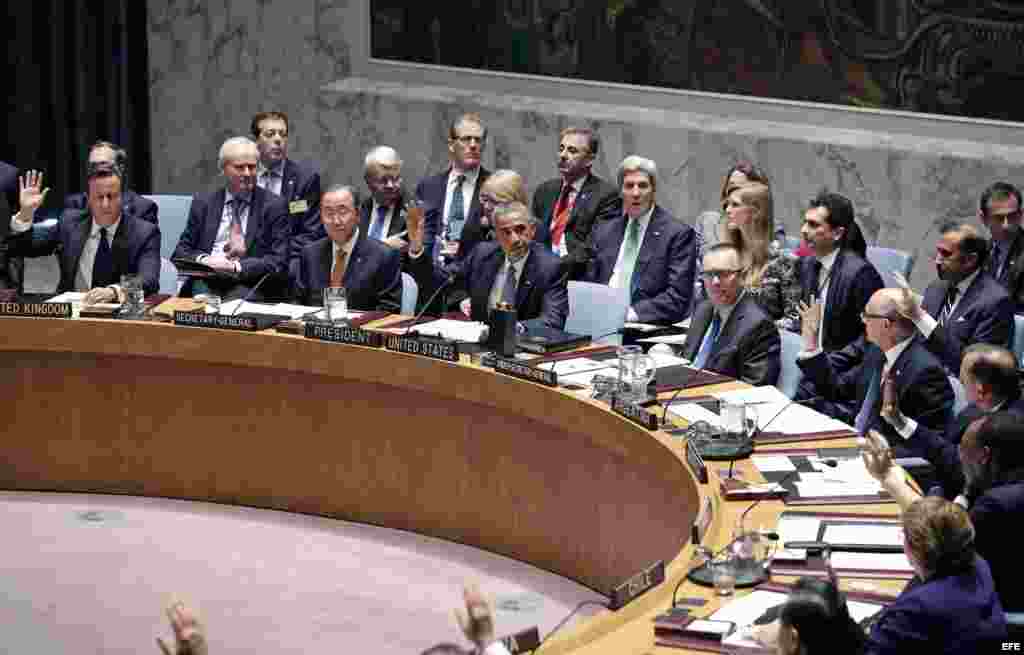  El presidente estadounidense, Barack Obama (c), habla en una reunión de alto nivel del Consejo de Seguridad de Naciones Unidas sobre terrorismo mundial. 
