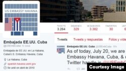 Embajada de EEUU en Cuba, cuenta de Twitter.